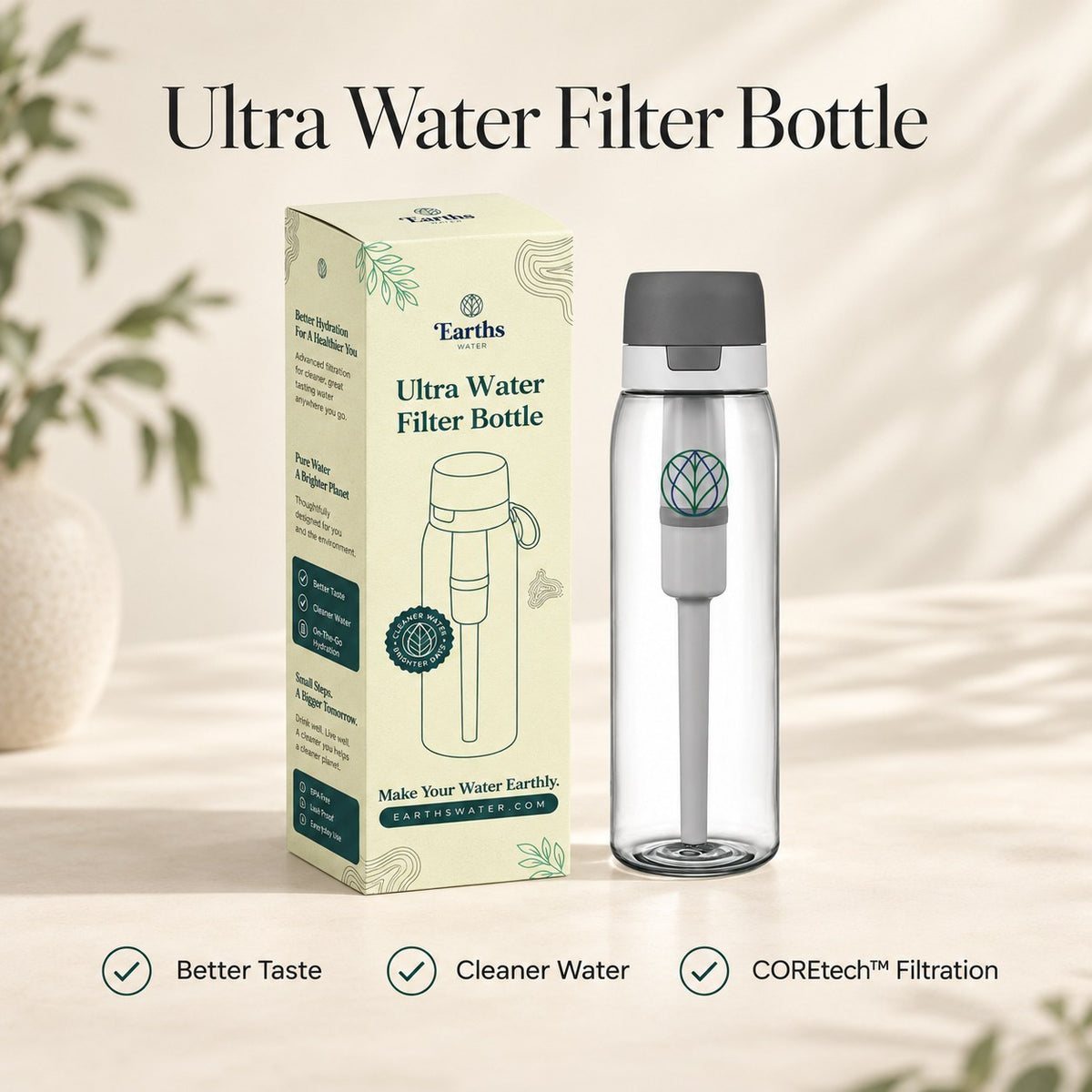 Ultra Water Filter Bottle + Nature Filter