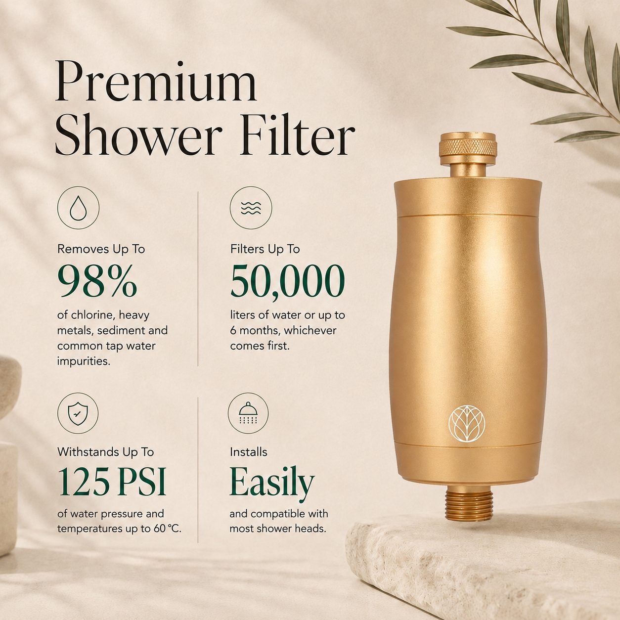 The Original Premium Shower Filter - Gold