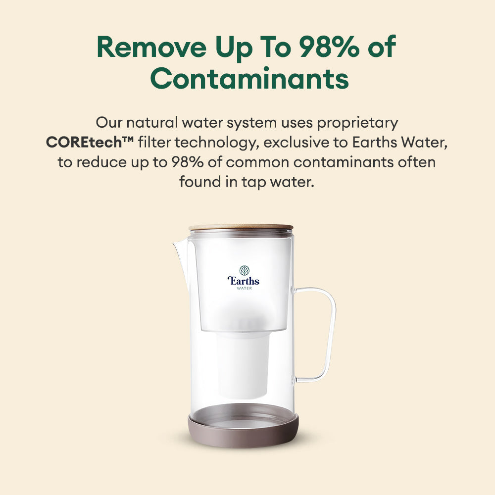 2.5L Glass Jug Carafe Alkaline Water Filter - White