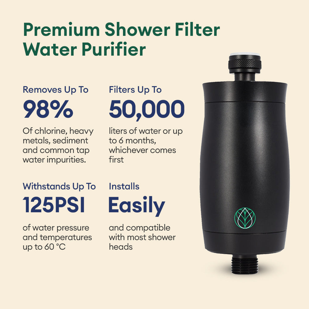 Premium Shower Filter Water Purifier & Water Softener - Black