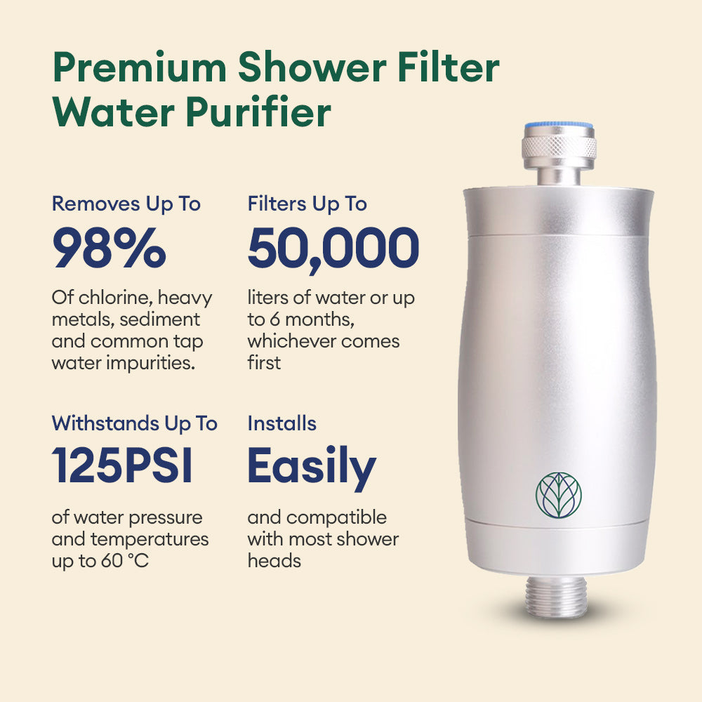 Premium Shower Filter Water Purifier & Water Softener - Silver