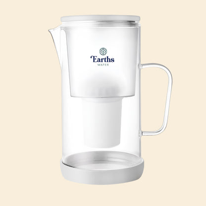 2.5L Glass Jug Carafe Alkaline Water Filter - White