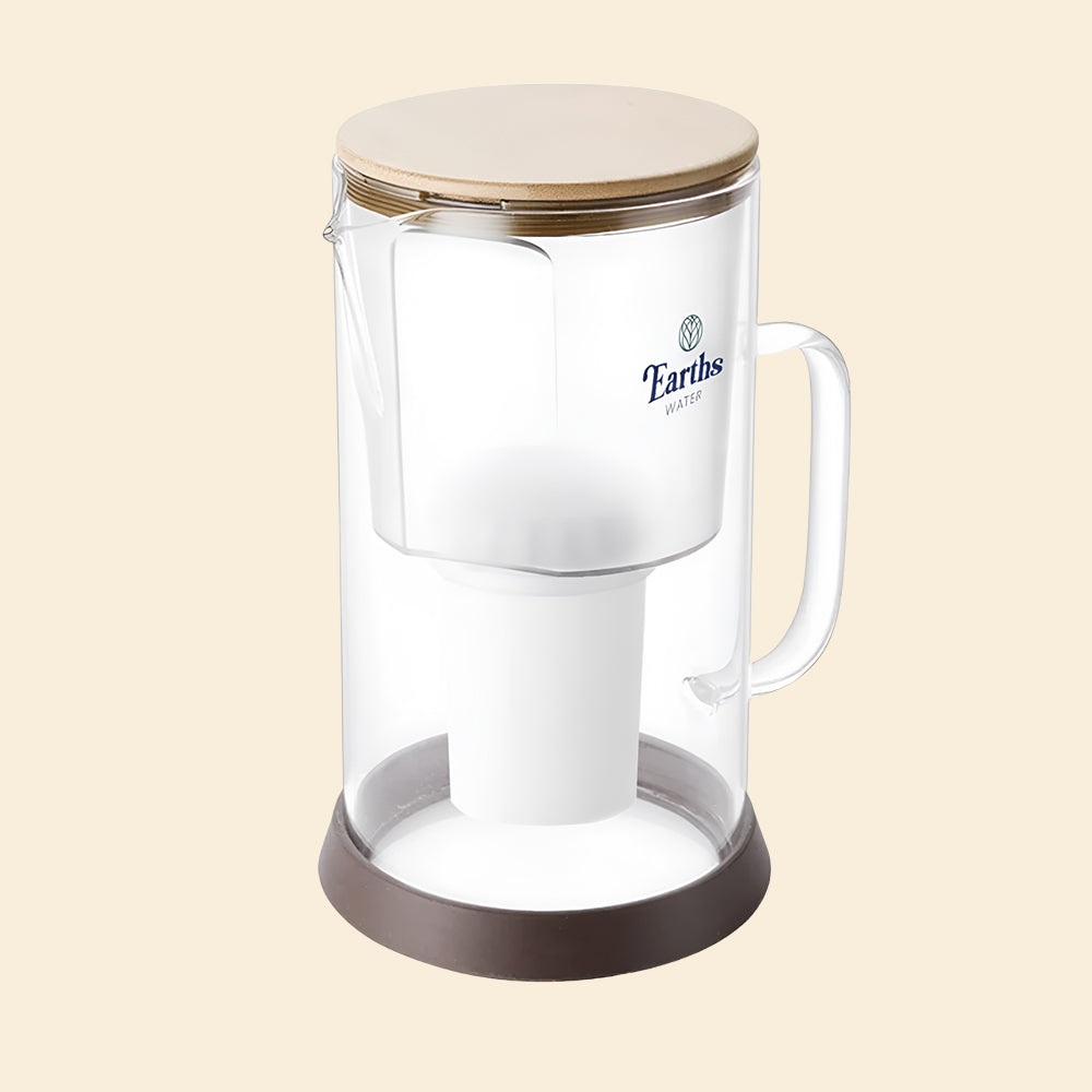 2.5L Glass Jug Carafe Alkaline Water Filter - Natural + 3 Replacement Filters [BUNDLE]