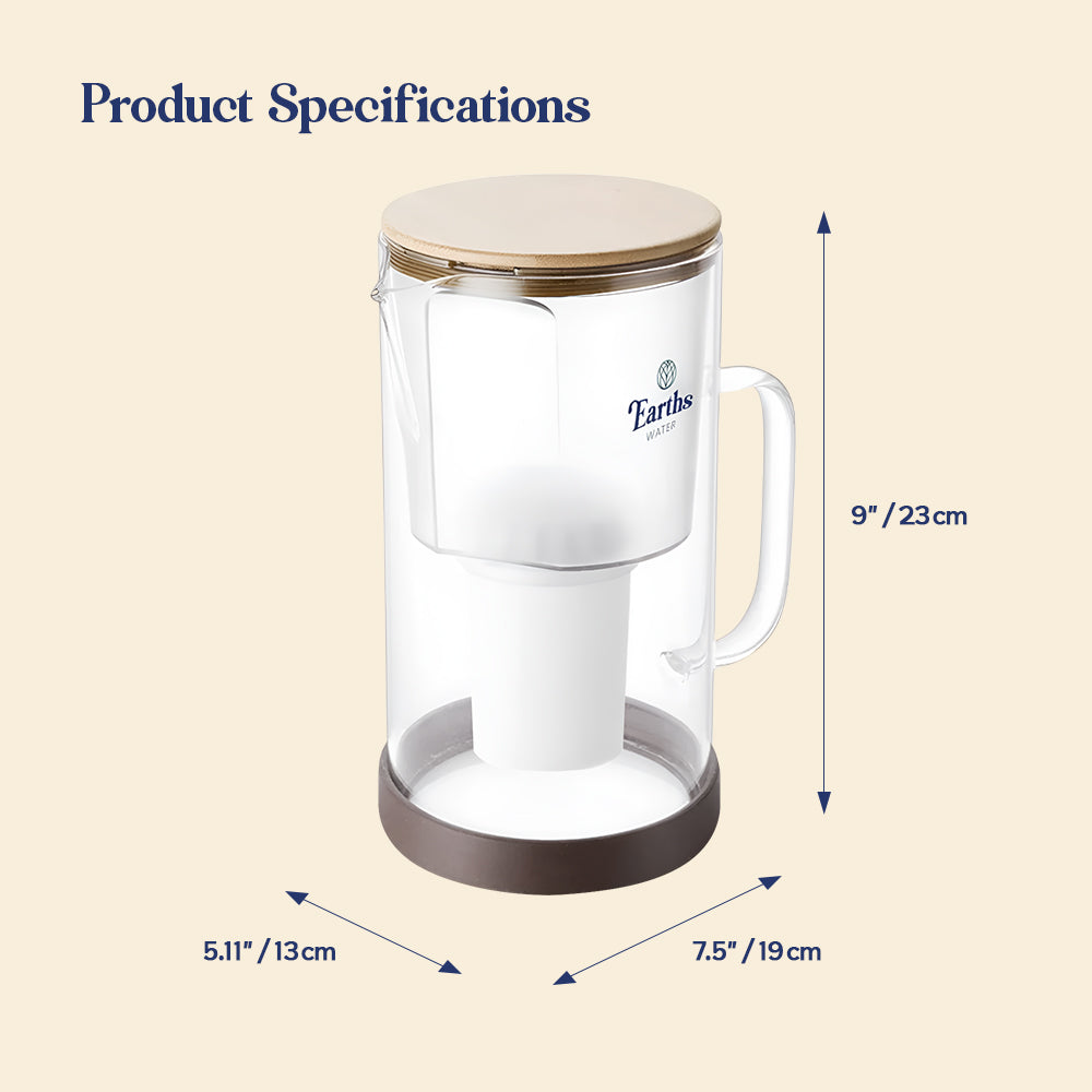 2.5L Glass Jug Carafe Alkaline Water Filter - Natural