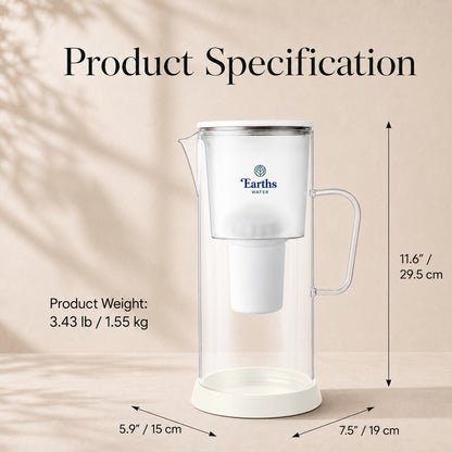3.5L Glass Water Filter Jug Carafe - White