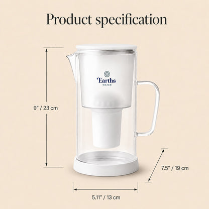 2.5L Glass Water Filter Jug Carafe - White