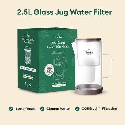 2.5L Glass Jug Carafe Alkaline Water Filter - White