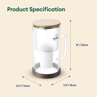 2.5L Glass Jug Carafe Alkaline Water Filter - White