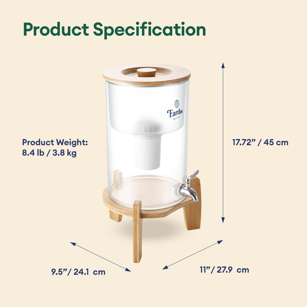 9L Glass Benchtop Alkaline Water Filter - Black Bamboo