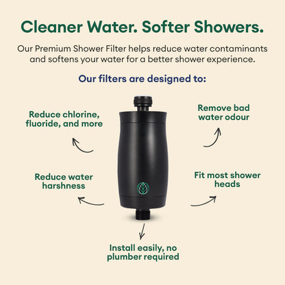 Premium Shower Filter Water Purifier & Water Softener - Black
