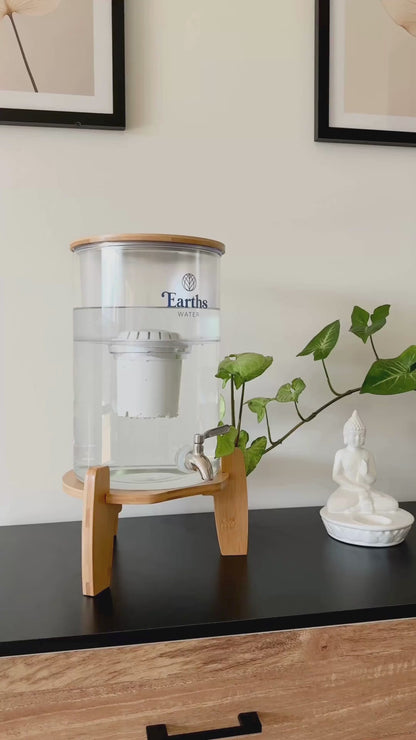 9L Glass Benchtop Water Filter - Natural Bamboo