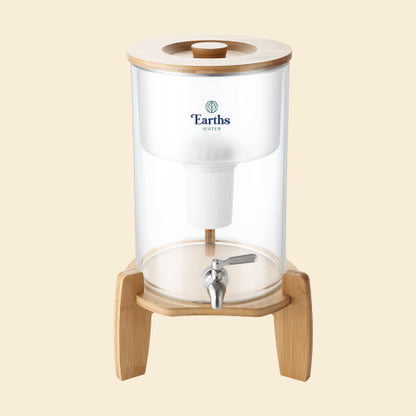 9L Glass Benchtop Alkaline Water Filter - Natural Bamboo