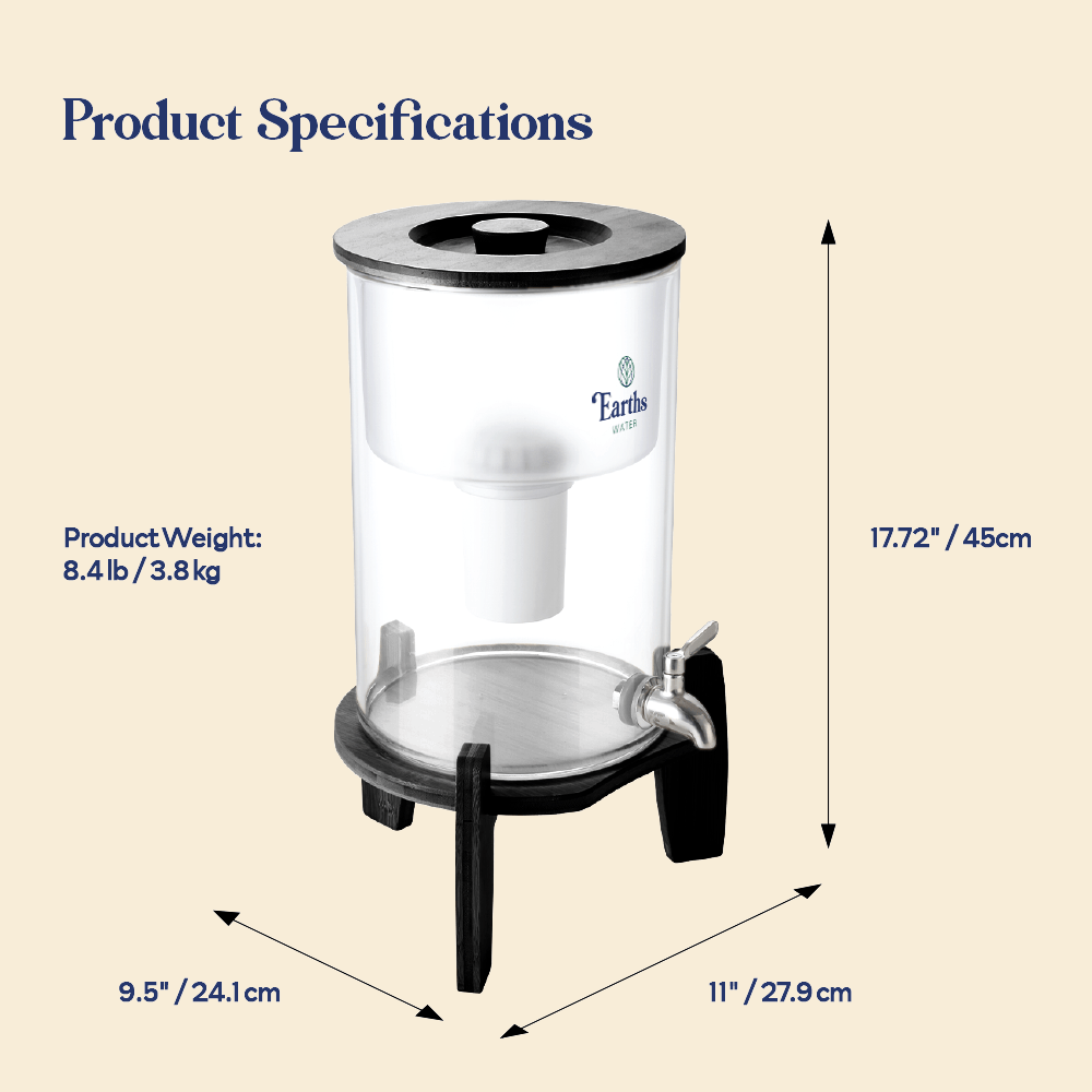 9L Glass Benchtop Alkaline Water Filter - Black Bamboo