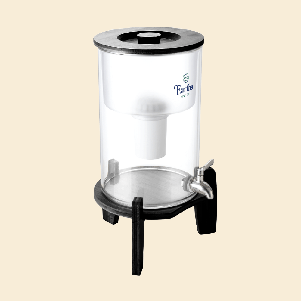 9L Glass Benchtop Alkaline Water Filter - Black Bamboo