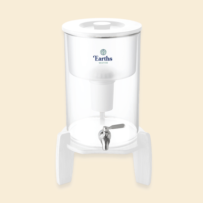 9L Glass Benchtop Alkaline Water Filter - White Bamboo